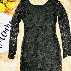 Midi dress black over embroidered!! Size M